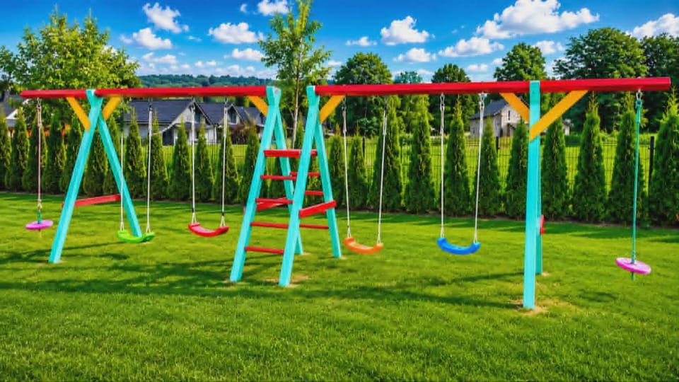 Spring, Day, Natural landscape, Children play ground, Garden, Garden view