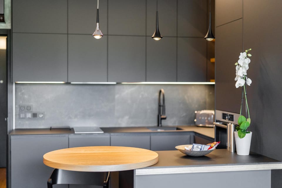 Coffee/tea facilities, Kitchen or kitchenette, microwave, minibar, oven, stove, toaster, air conditioner