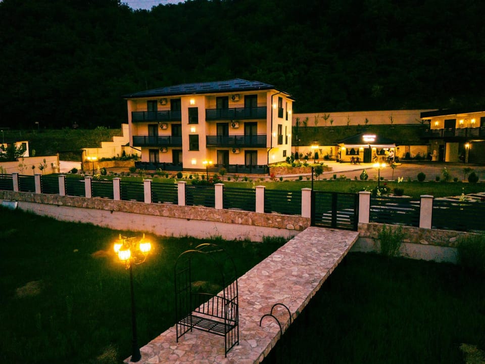 Property building, Natural landscape, Mountain view, Sunset