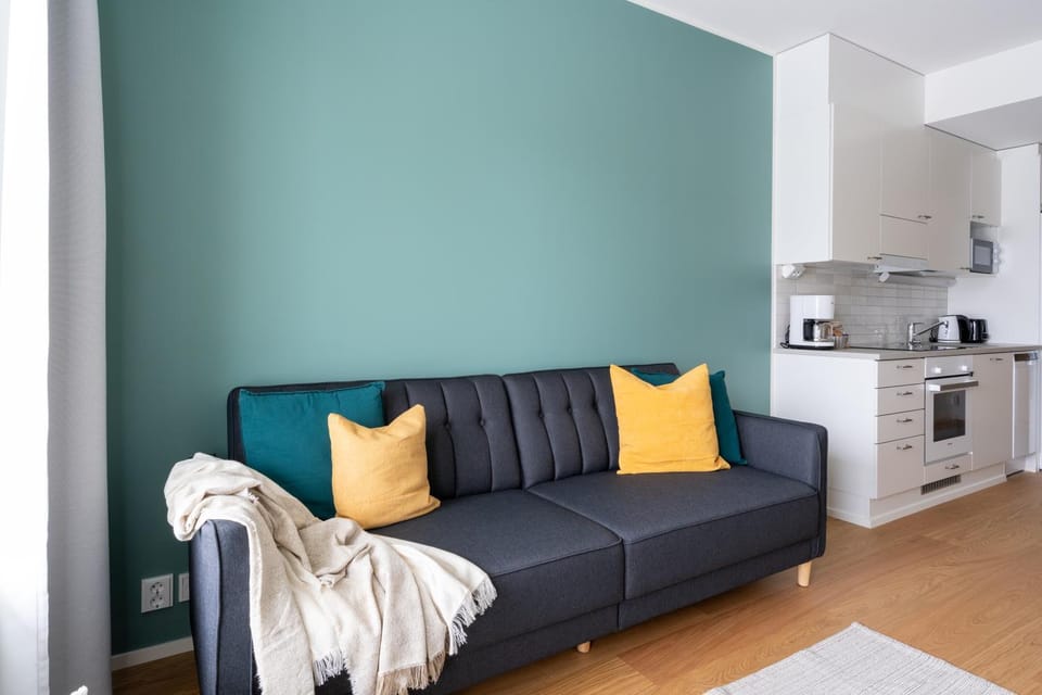 Kitchen or kitchenette, Living room, Seating area, stove