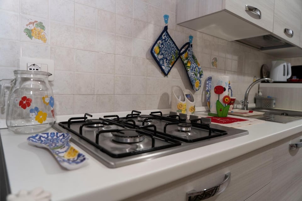 Kitchen or kitchenette, stove