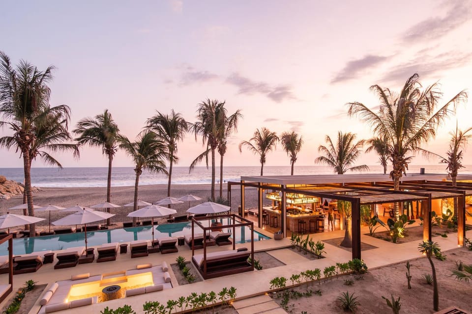 Natural landscape, Beach, Pool view, Sea view, Swimming pool, Sunset, sunbed