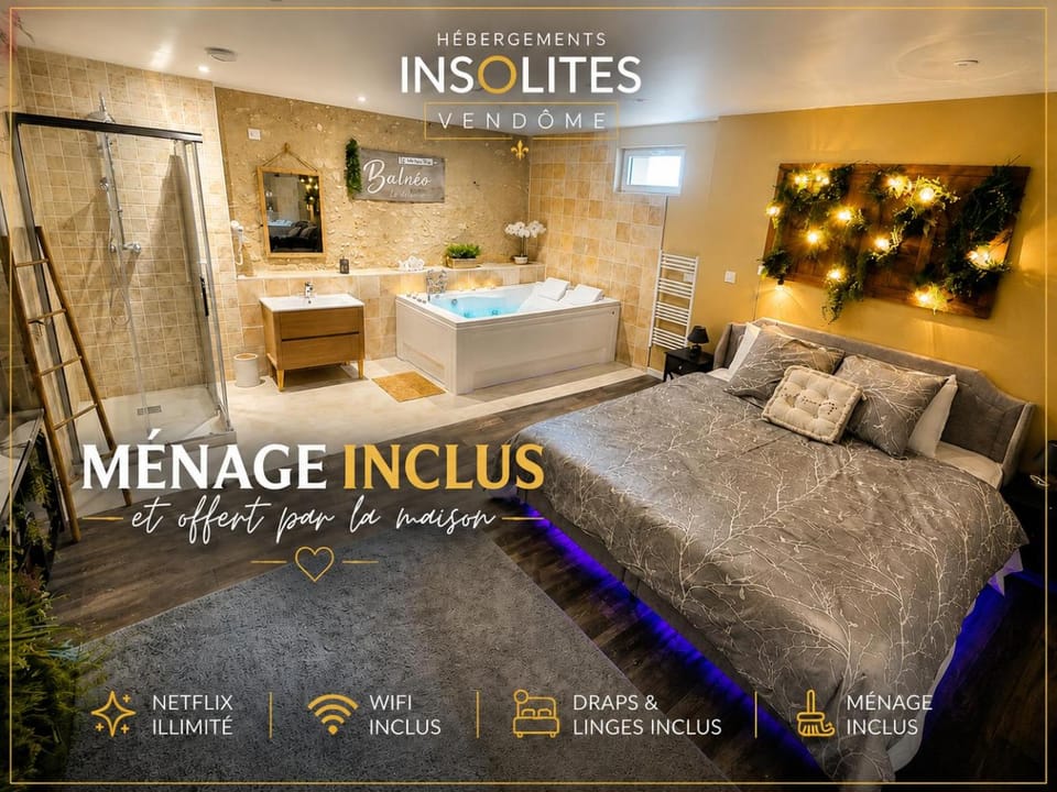 Loft Suite de luxe - Jacuzzi - SPA - Balnéo Vendôme Apartment in Vendôme