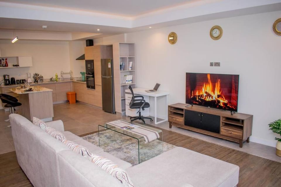TV and multimedia, Kitchen or kitchenette, Living room, Seating area, flat iron, stove