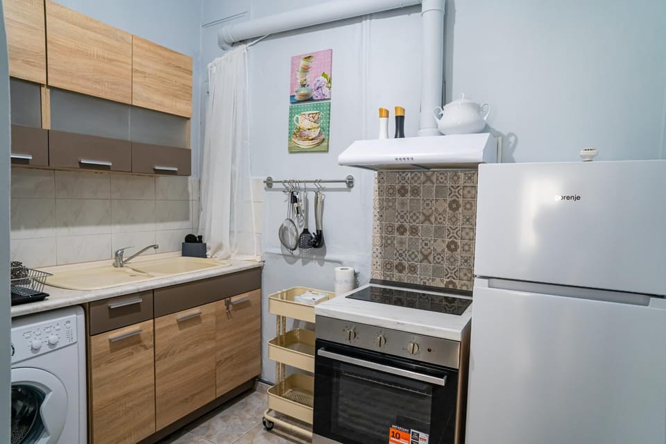Kitchen or kitchenette, Photo of the whole room, Decorative detail, oven, stove, toaster, washing machine