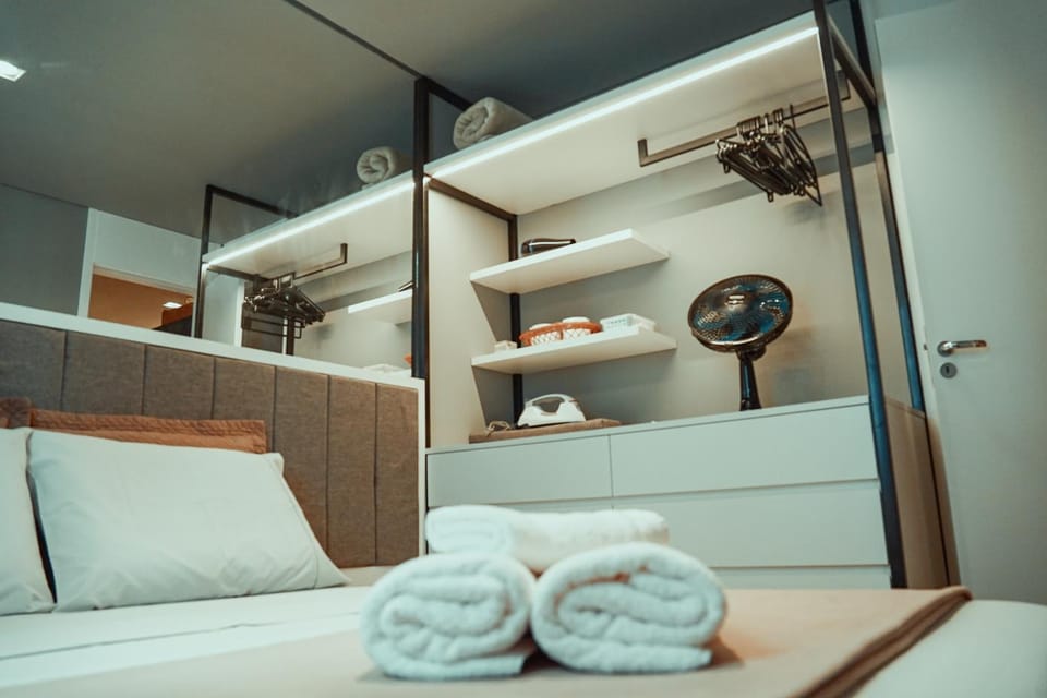 Bed, Photo of the whole room, Bedroom, towels, wardrobe