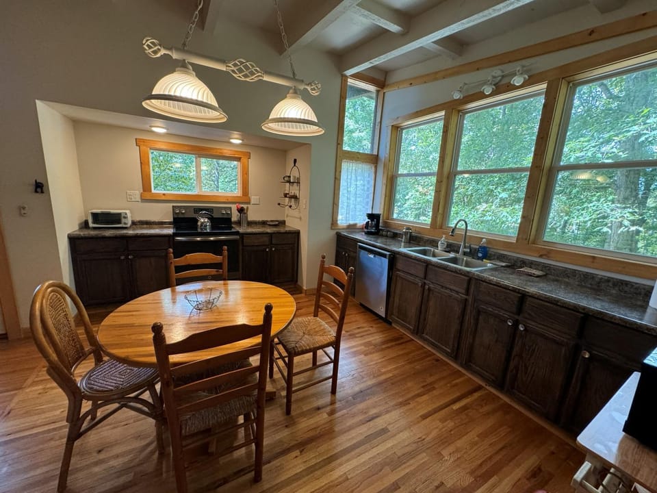 Coffee/tea facilities, View (from property/room), Kitchen or kitchenette, Dining area, dishwasher, toaster