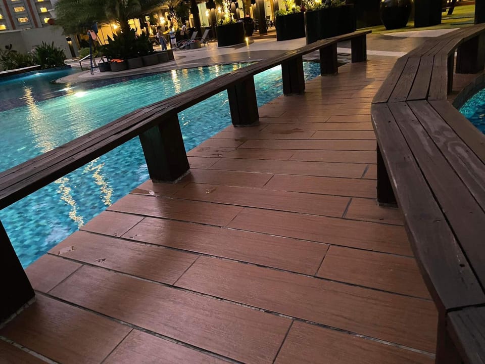 Night, Pool view, Swimming pool