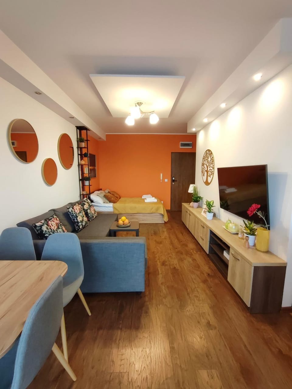 Bed, TV and multimedia, Living room, Photo of the whole room, Seating area, Evening entertainment, Bedroom