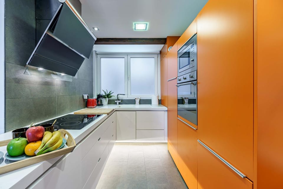 Kitchen or kitchenette, stove, kitchen