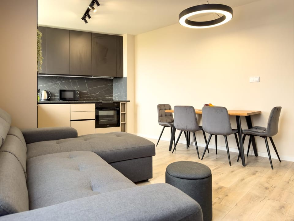 Kitchen or kitchenette, Living room, Seating area, Dining area, minibar, stove