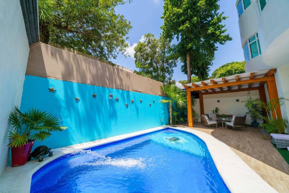 Patio, Garden, Seating area, Swimming pool