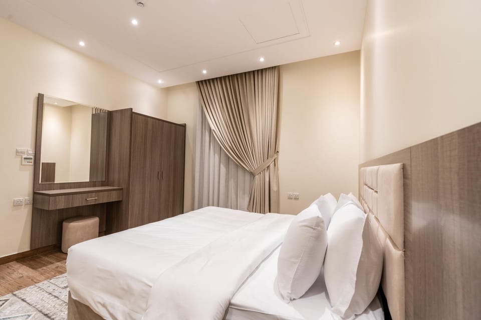 Bed, wardrobe