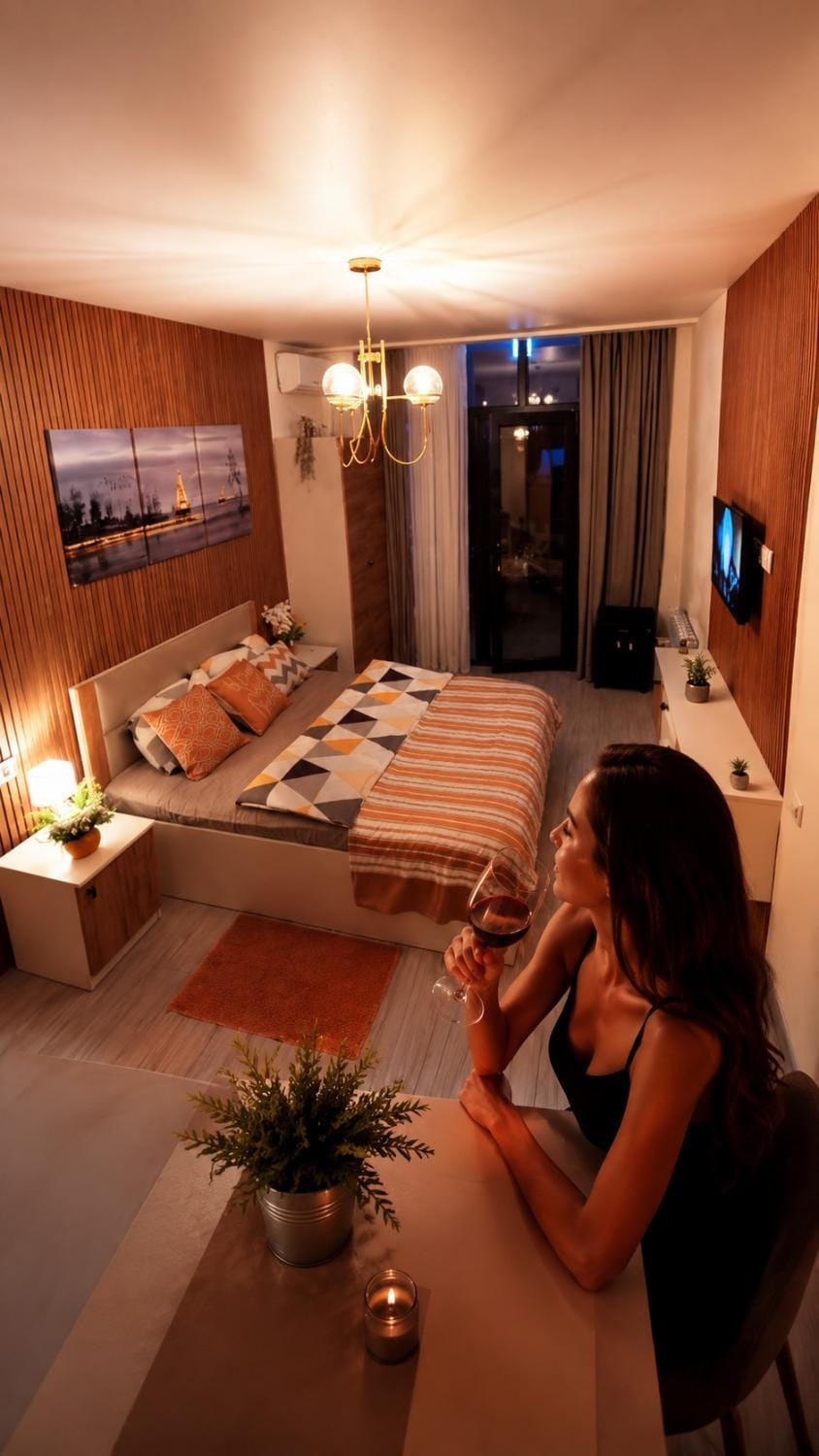 Communal lounge/ TV room, Bed, Night, People, TV and multimedia, Living room, Photo of the whole room, Seating area, Evening entertainment, Bedroom, group of guests