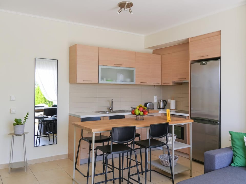 Kitchen or kitchenette, oven, stove, toaster