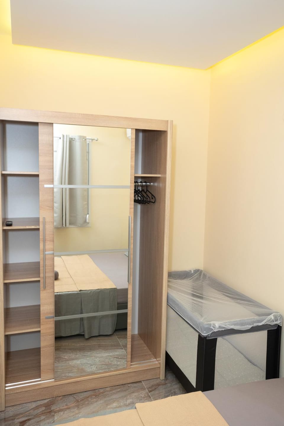 Bed, Photo of the whole room, Bedroom, cot, wardrobe