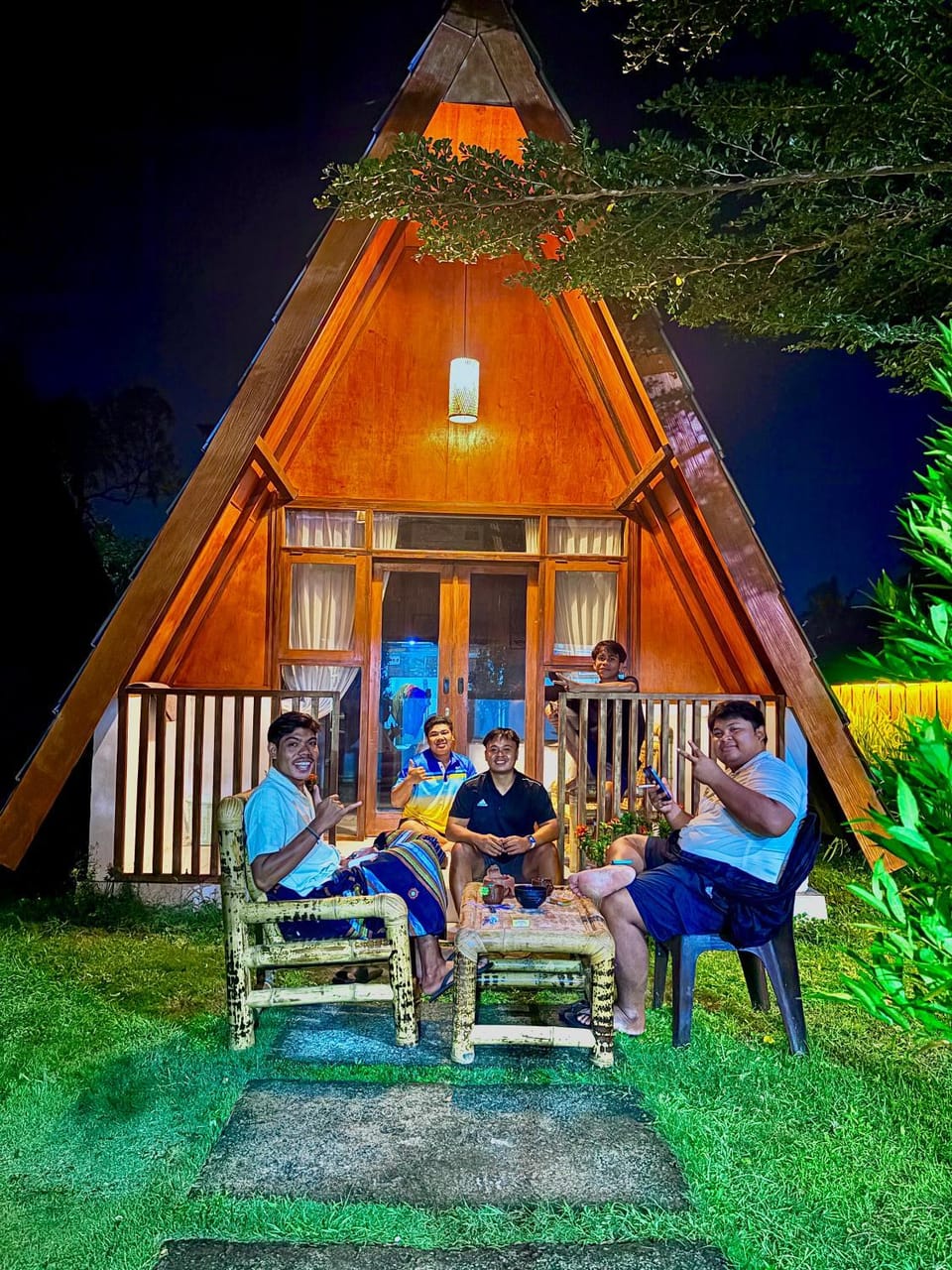 Night, People, BBQ facilities, Dining area, Garden view