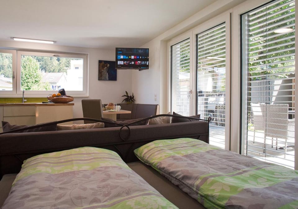 Bed, TV and multimedia, Living room, Photo of the whole room, Seating area, Bedroom