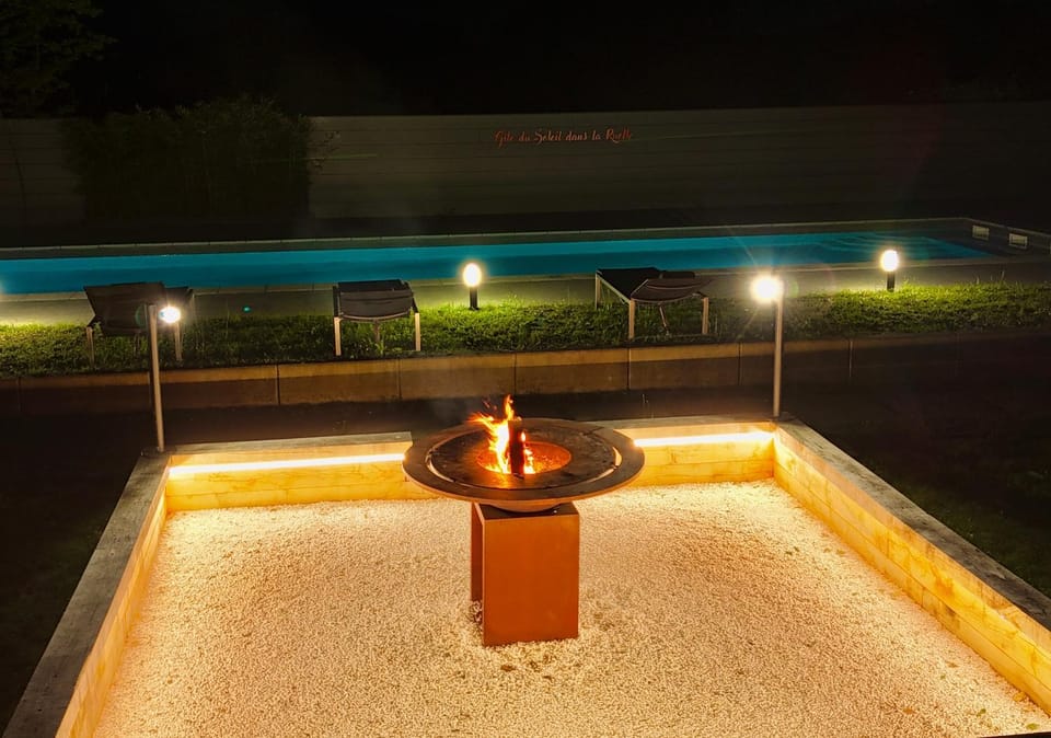 Night, Pool view, Swimming pool