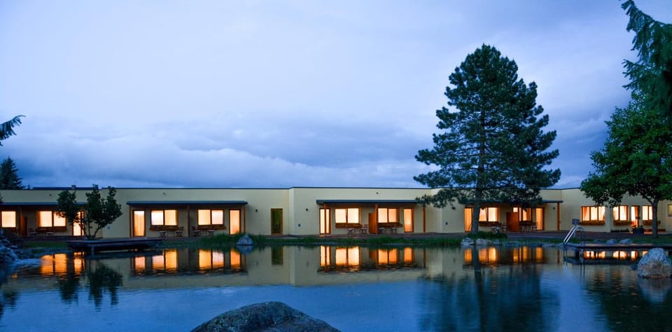Property building, Night, Natural landscape, Lake view, Swimming pool