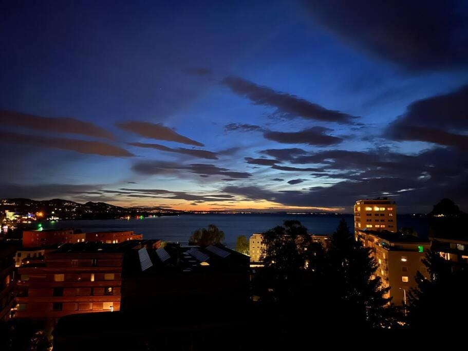 Night, City view, Lake view