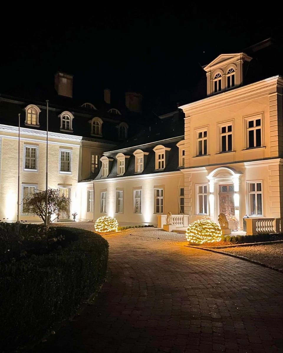 Property building, Night, Winter