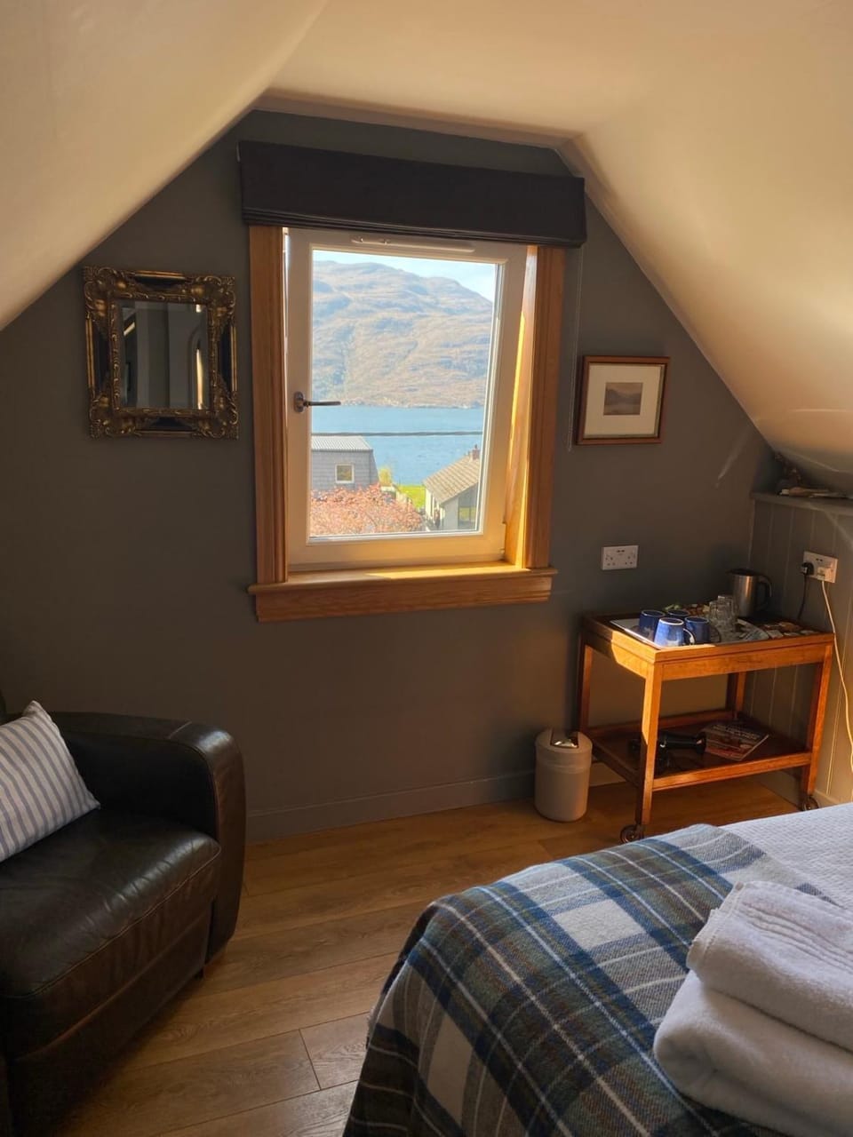 Bed, Natural landscape, Lake view, Mountain view