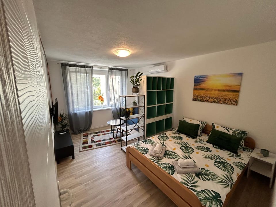 Bed, TV and multimedia, Living room, Photo of the whole room, Seating area, Bedroom