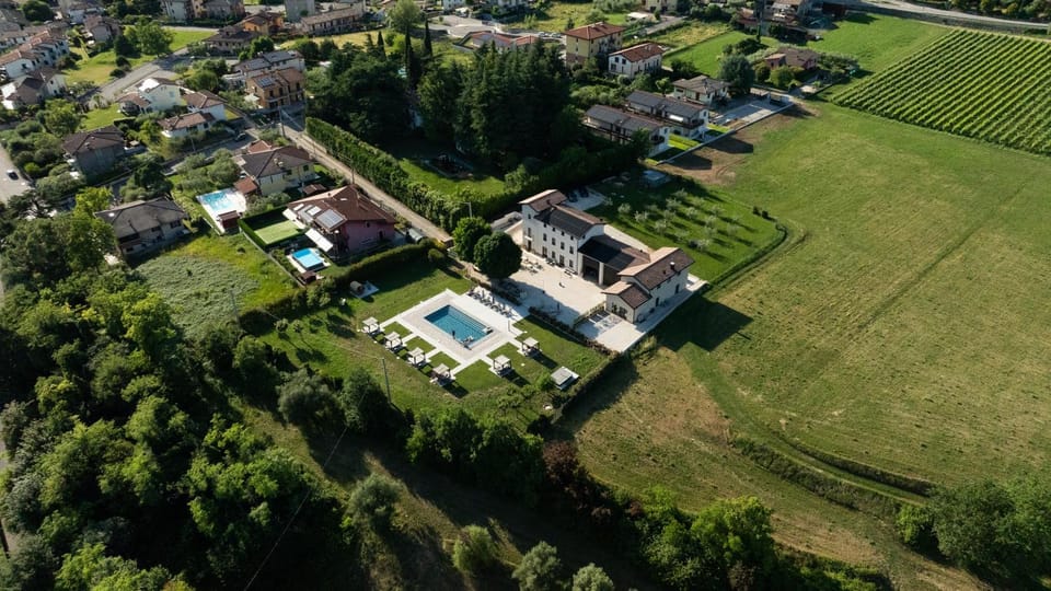 Property building, Natural landscape, Bird's eye view, Swimming pool