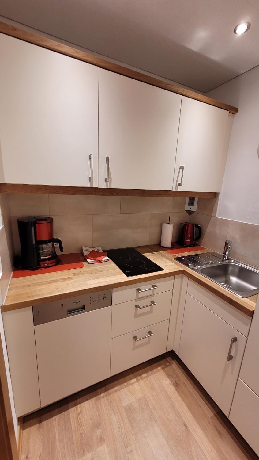 Coffee/tea facilities, Kitchen or kitchenette, stove