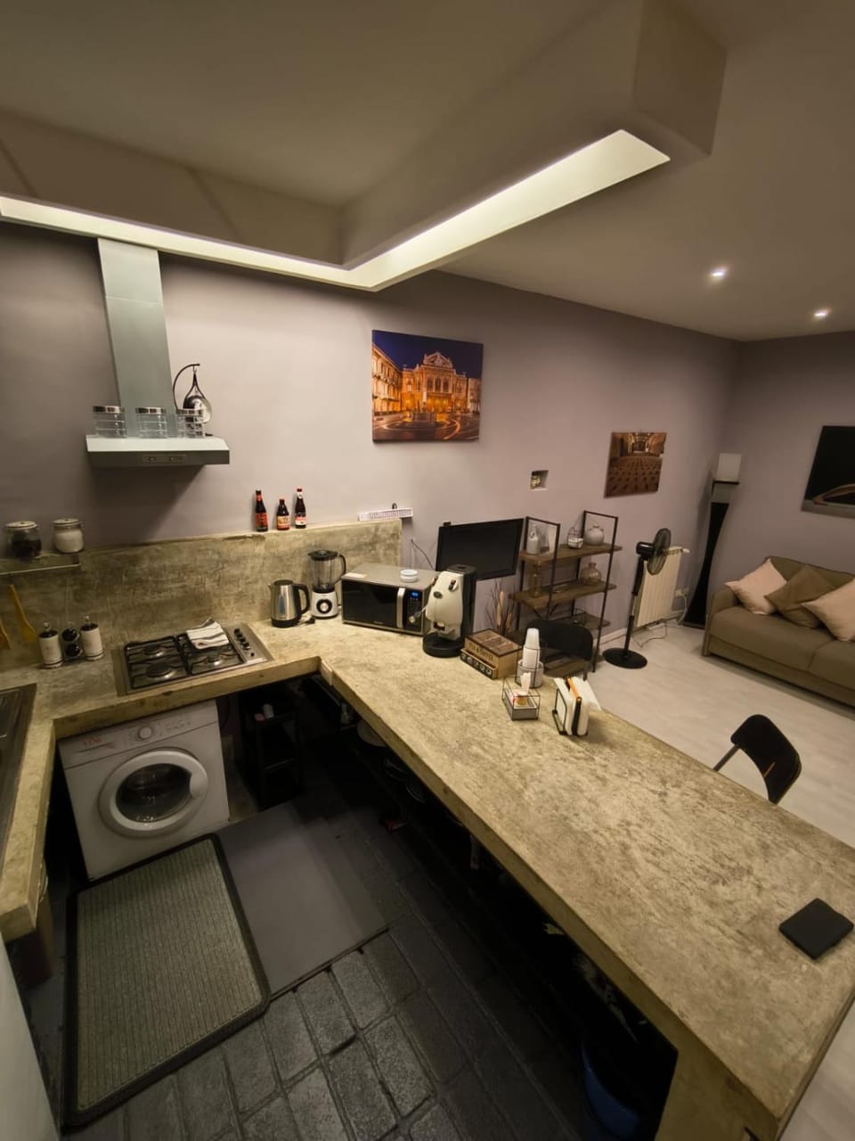Kitchen or kitchenette, oven, stove