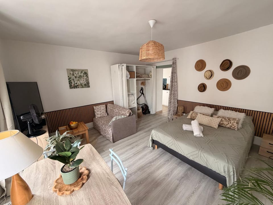 Bed, TV and multimedia, Living room, Photo of the whole room, Seating area, Dining area, Bedroom