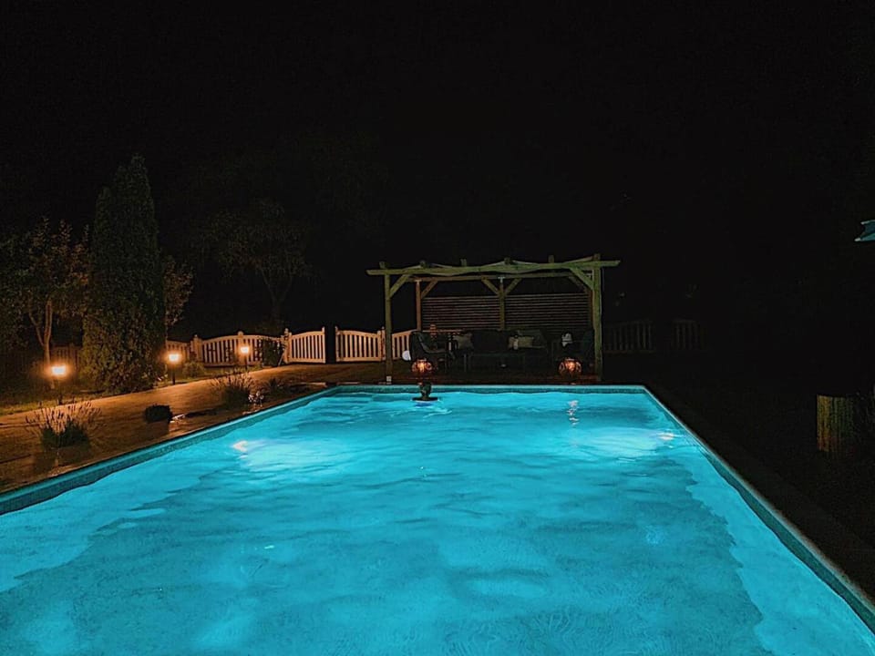 Night, Pool view, Swimming pool