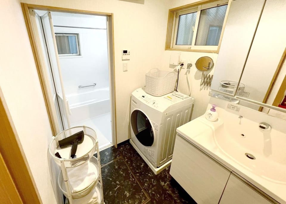 Bathroom, washing machine, dryer