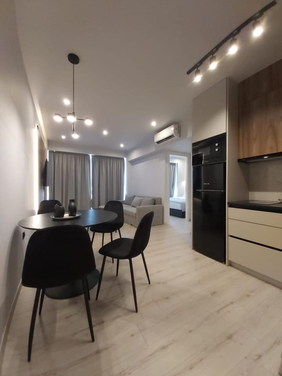Kitchen or kitchenette, Living room, Dining area, air conditioner