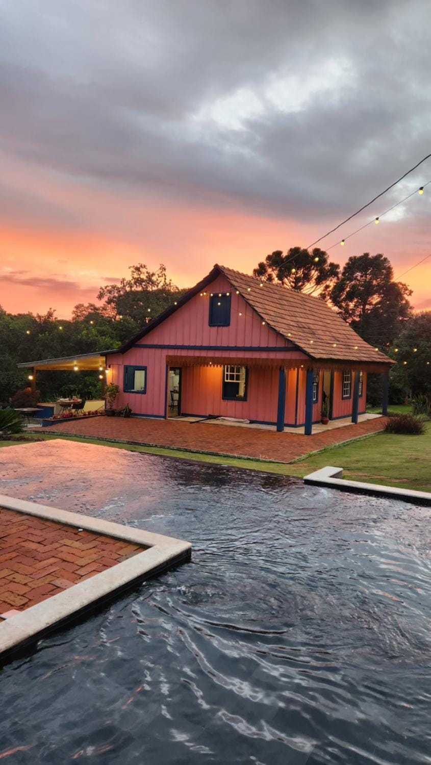 Property building, Swimming pool, Sunset