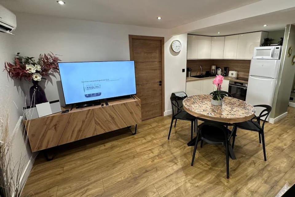 TV and multimedia, Kitchen or kitchenette, Living room, Seating area, Dining area, oven, pet friendly, stove, air conditioner