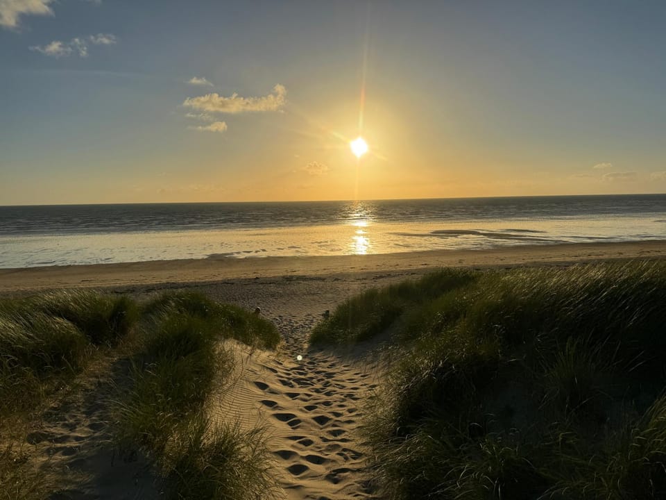 Beach, Sea view, Sunset