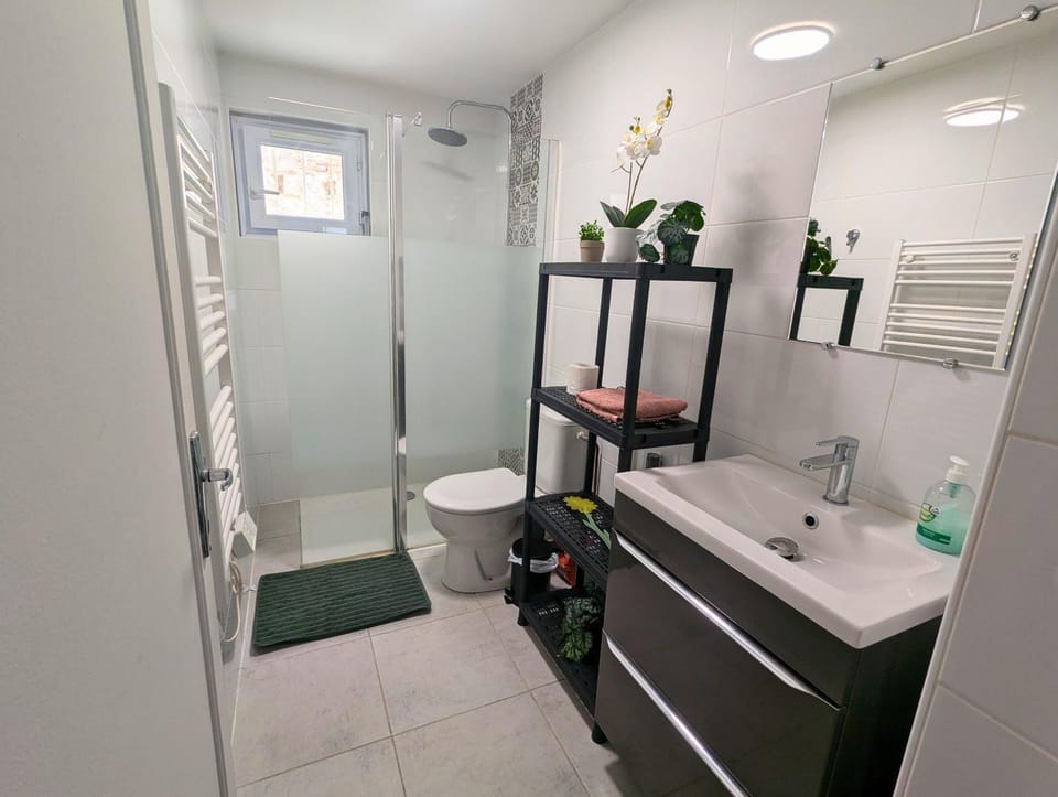 Shower, Bathroom, hair dryier, towels
