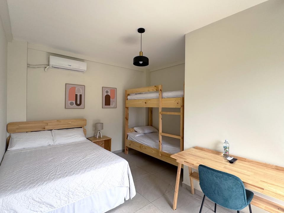 Bed, Photo of the whole room, bunk bed, air conditioner