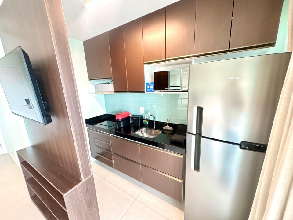 Kitchen or kitchenette, microwave