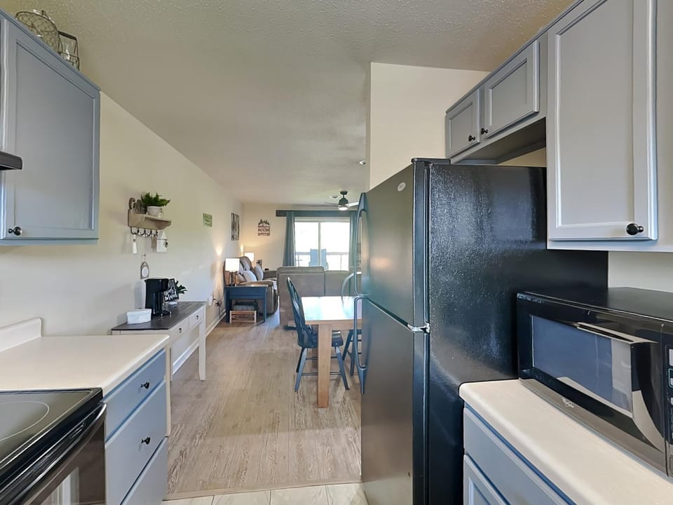 Kitchen or kitchenette, Living room, Seating area, Dining area, microwave, stove