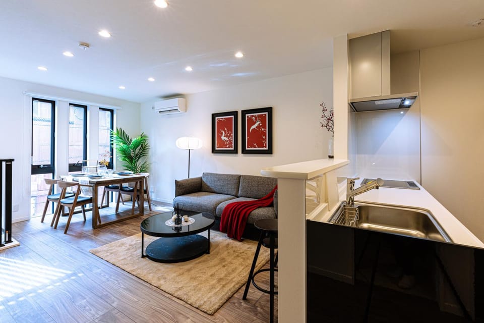 Living room, kitchen