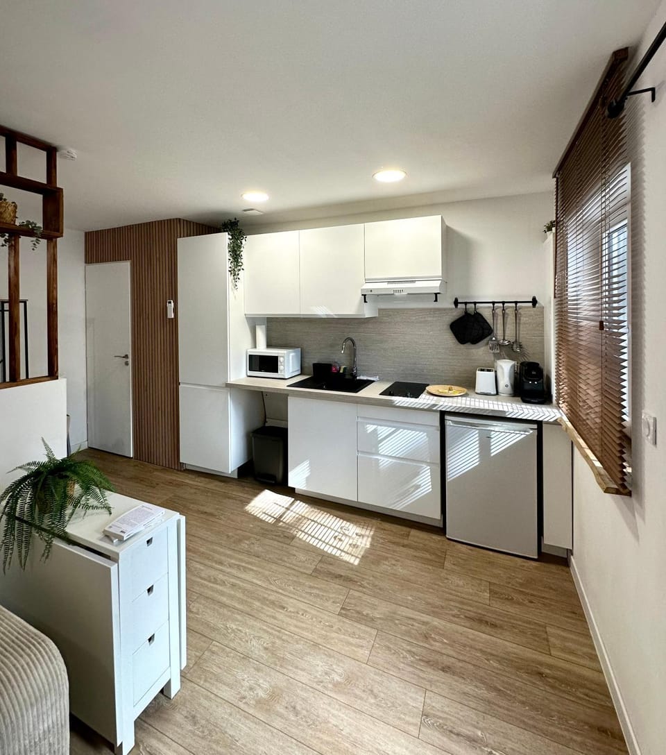 Coffee/tea facilities, Kitchen or kitchenette, Dining area, stove, toaster