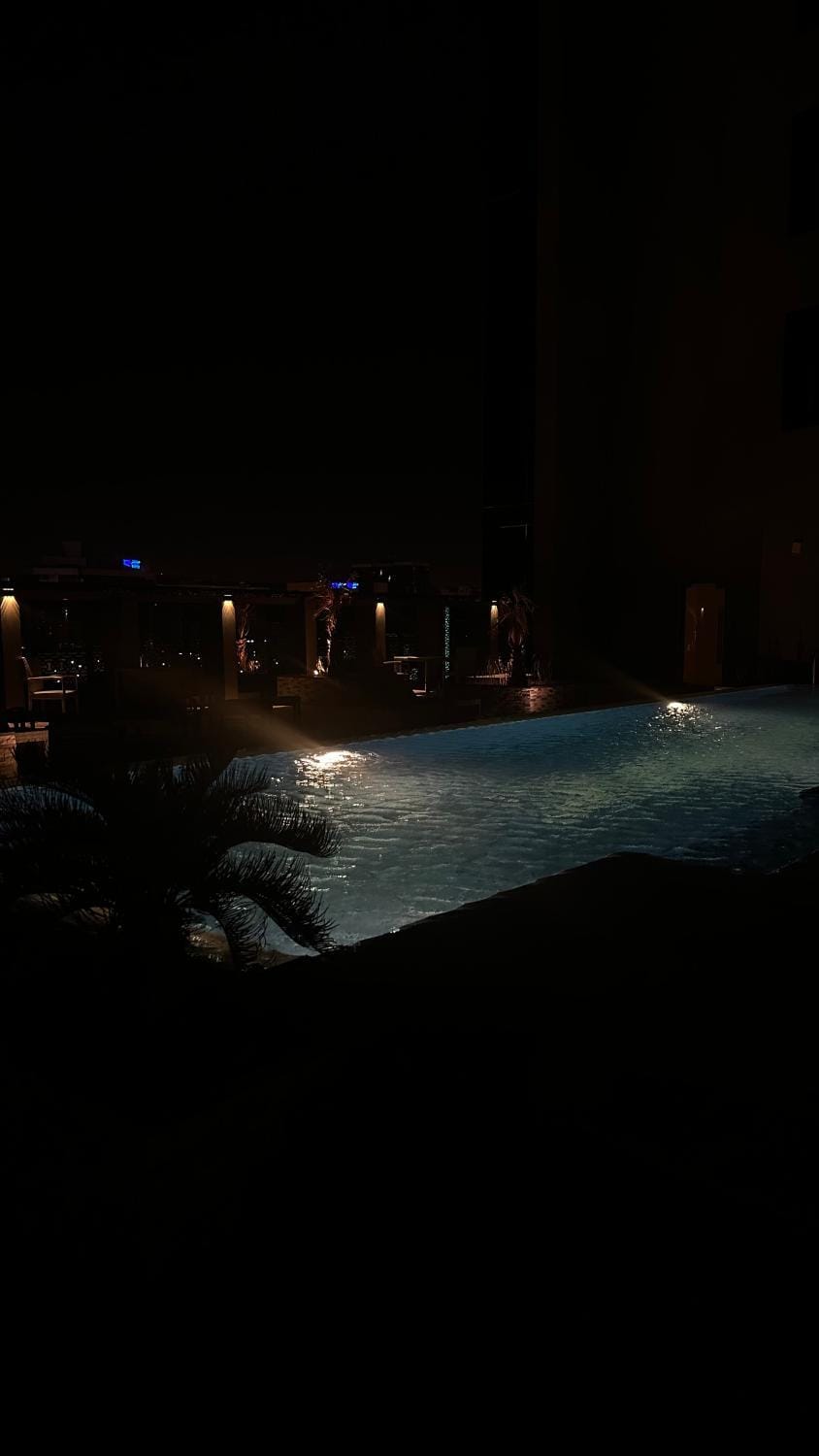 Night, Pool view, Swimming pool