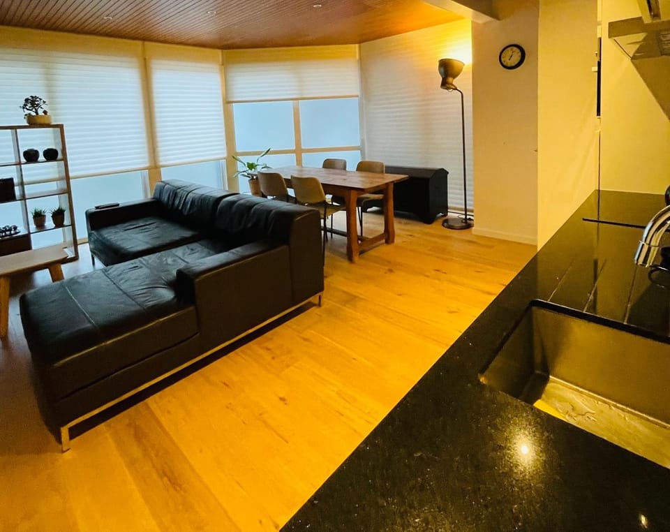 Kitchen or kitchenette, Living room, Seating area, Dining area