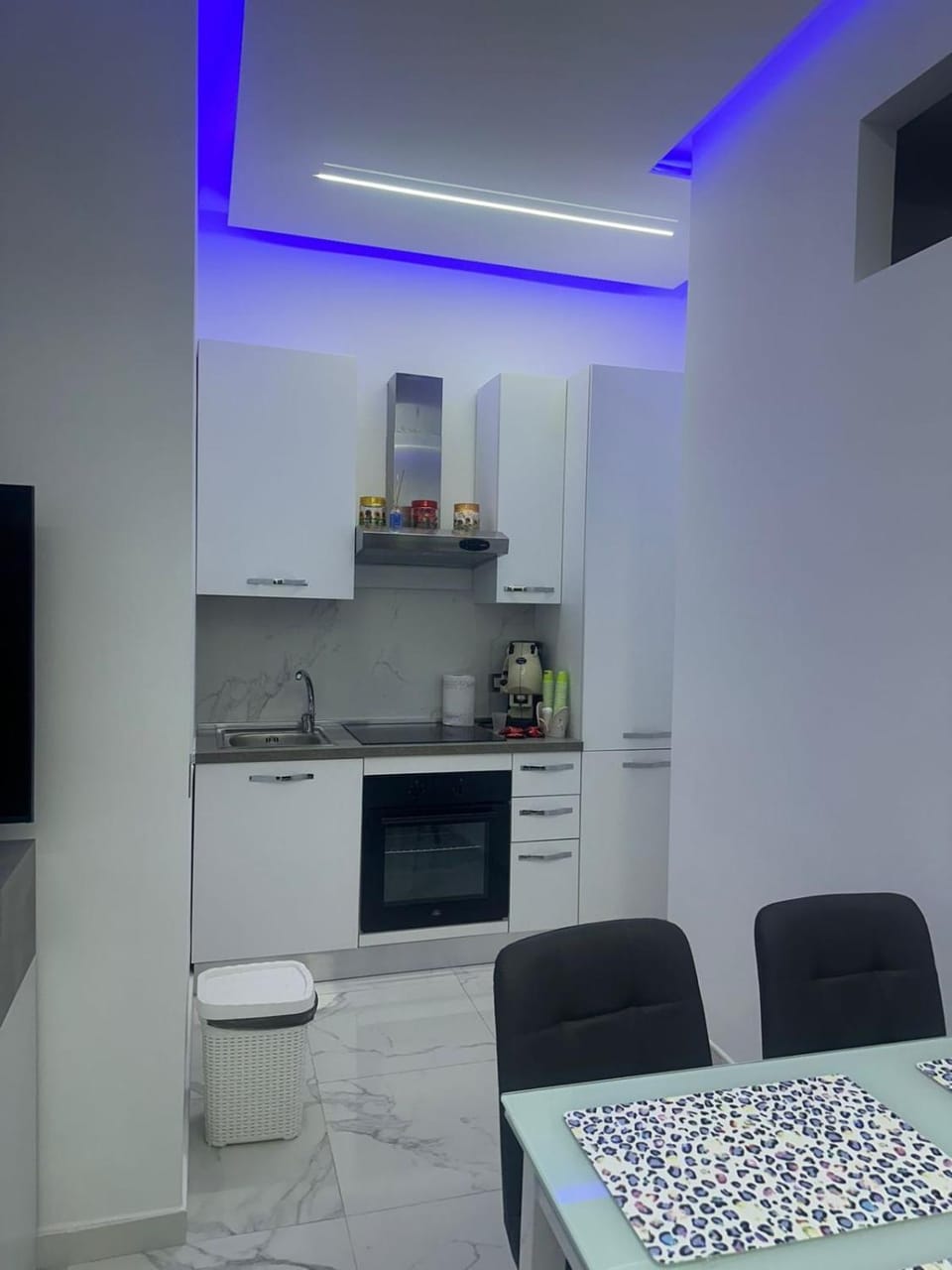 Kitchen or kitchenette, stove