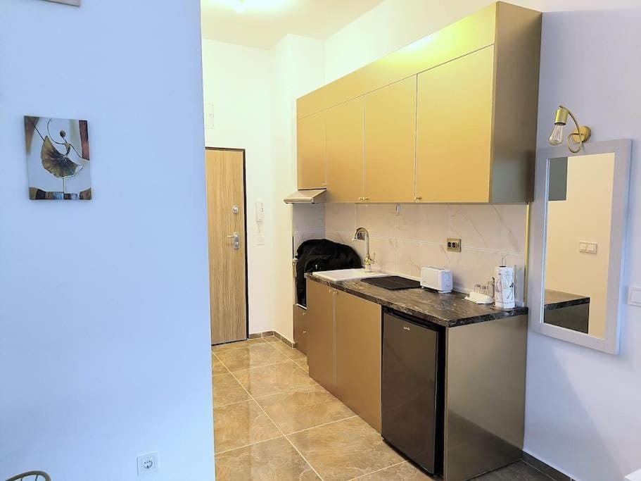 Kitchen or kitchenette, stove