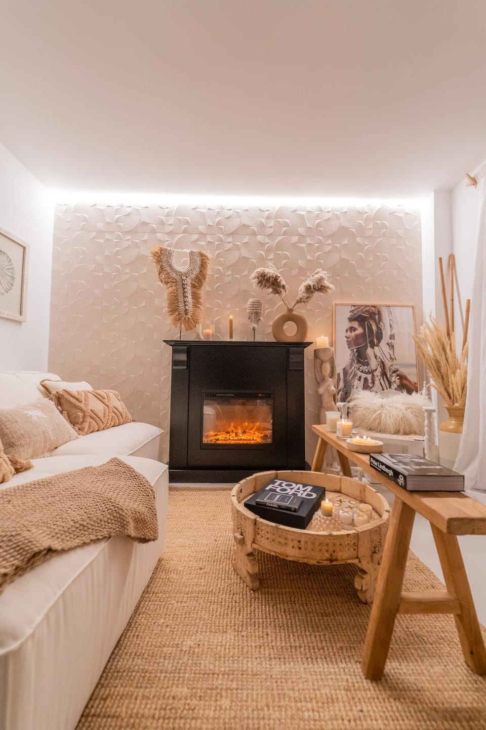 Living room, fireplace
