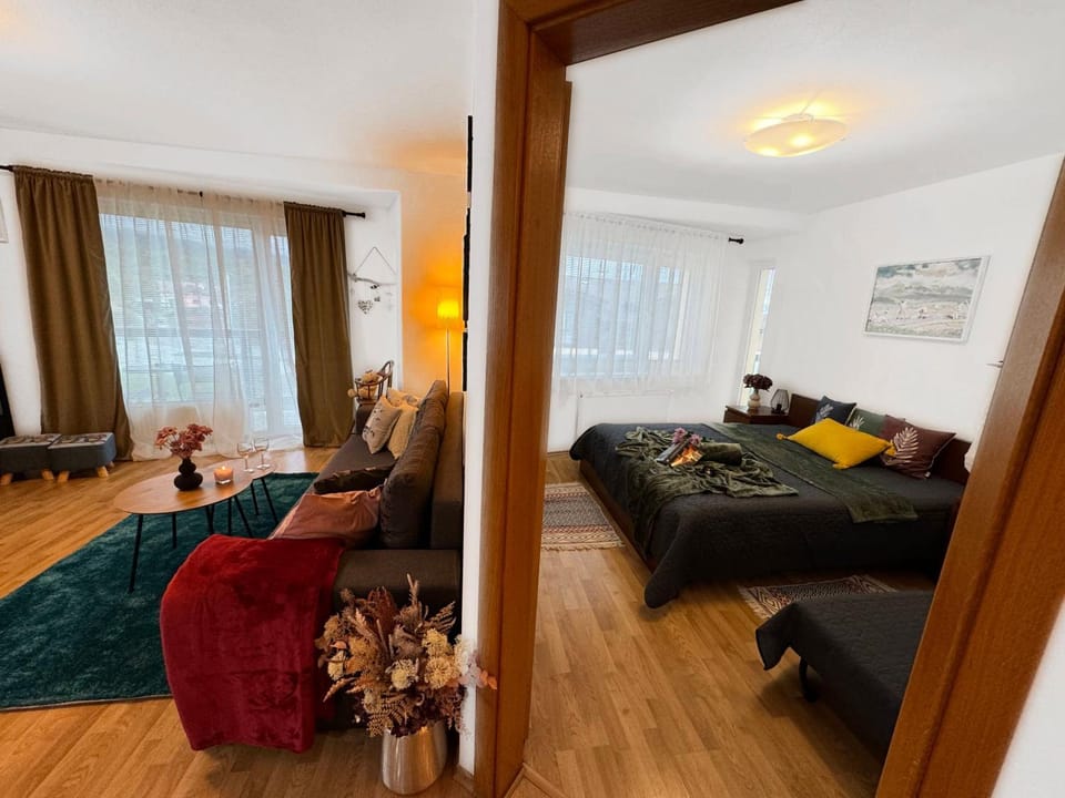 Bed, Living room, Photo of the whole room, Seating area, Bedroom